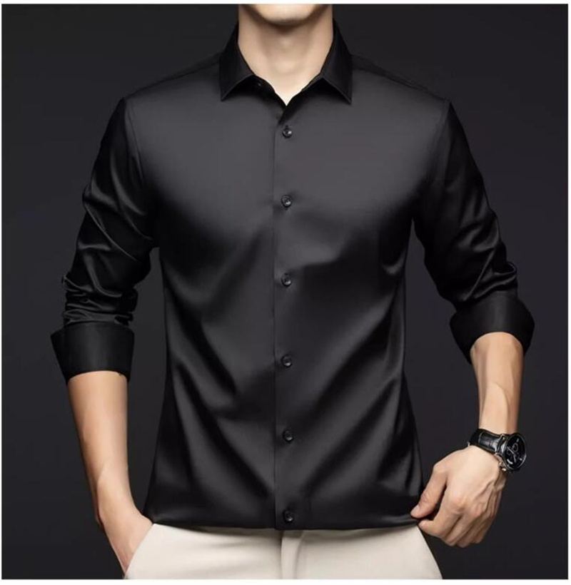 Chemises professionnelles à ma - Mens Satin Silk Dress Shirt avis et prix