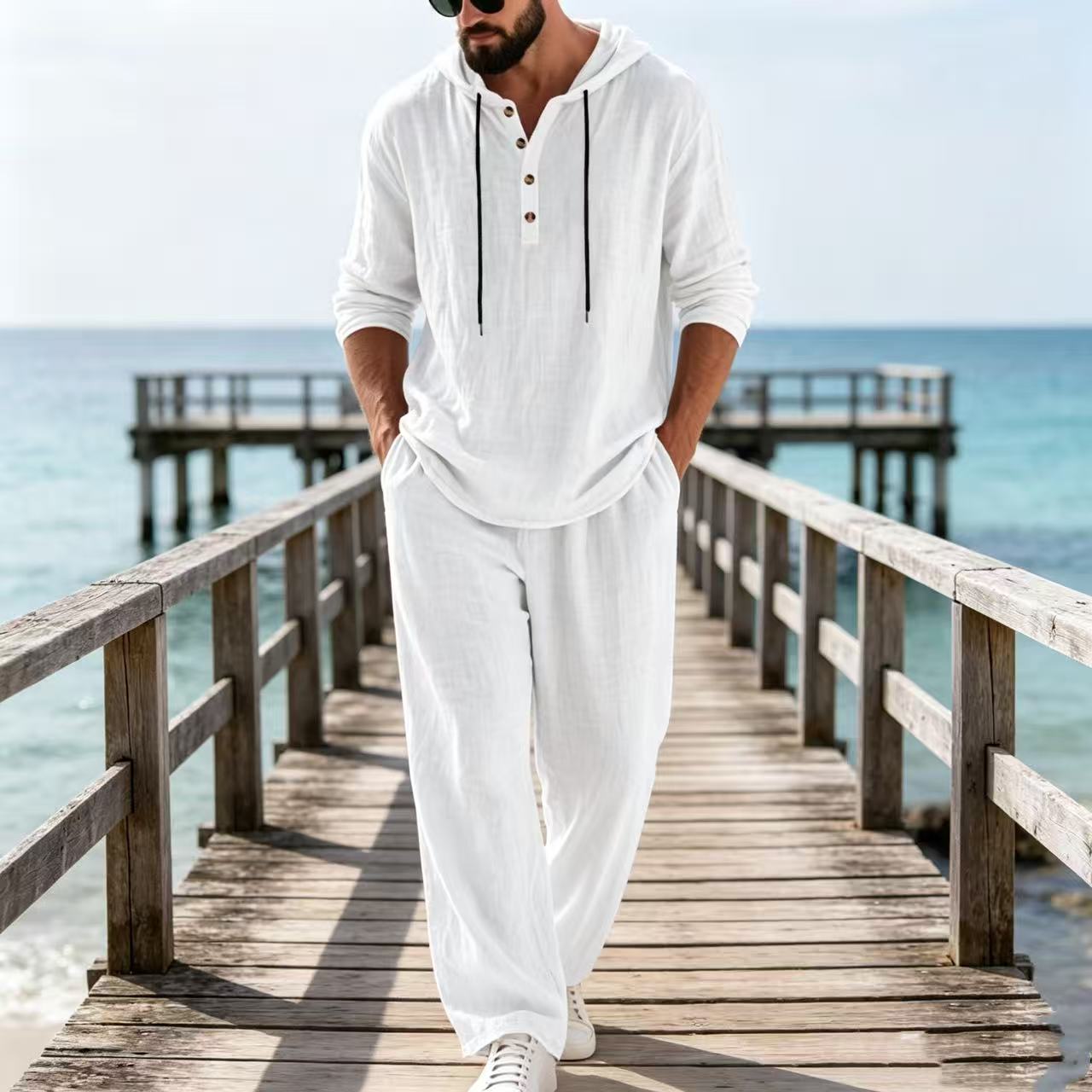 Ensemble décontracté homme en  - Mens Linen Shirt Long Sleeve avis et prix