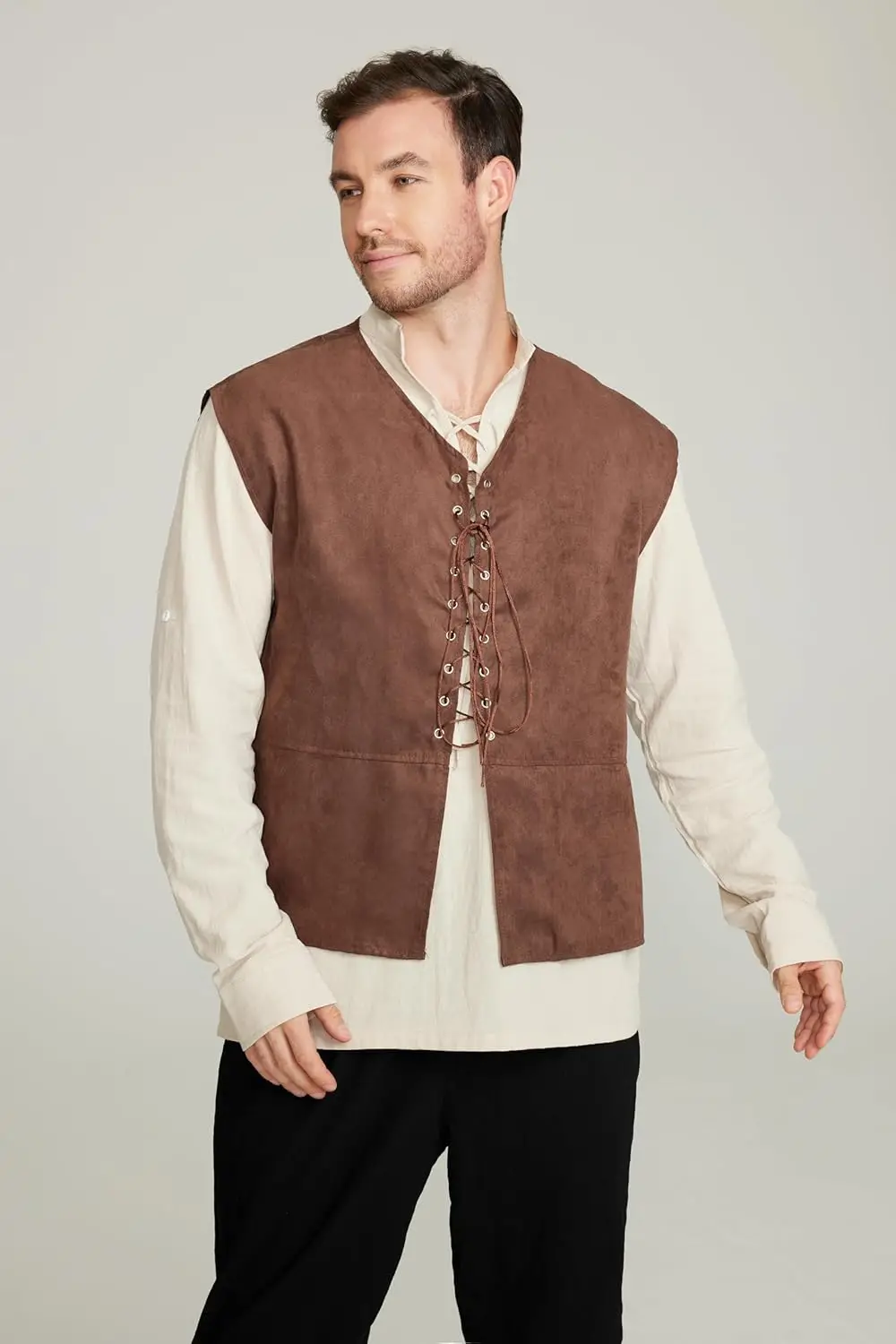 Ensemble 2 pièces gilet Pirate - Medieval Gothic Lace Up Pirate Shirt avis et prix