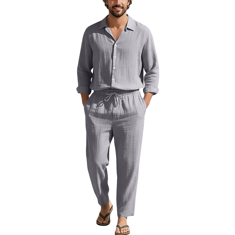 Ensembles décontractés en lin  - Mens Linen Shirt Long Sleeve avis et prix